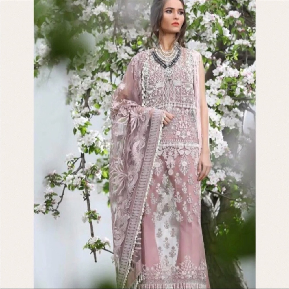 Elegant Pink Embroidered Wedding Dress